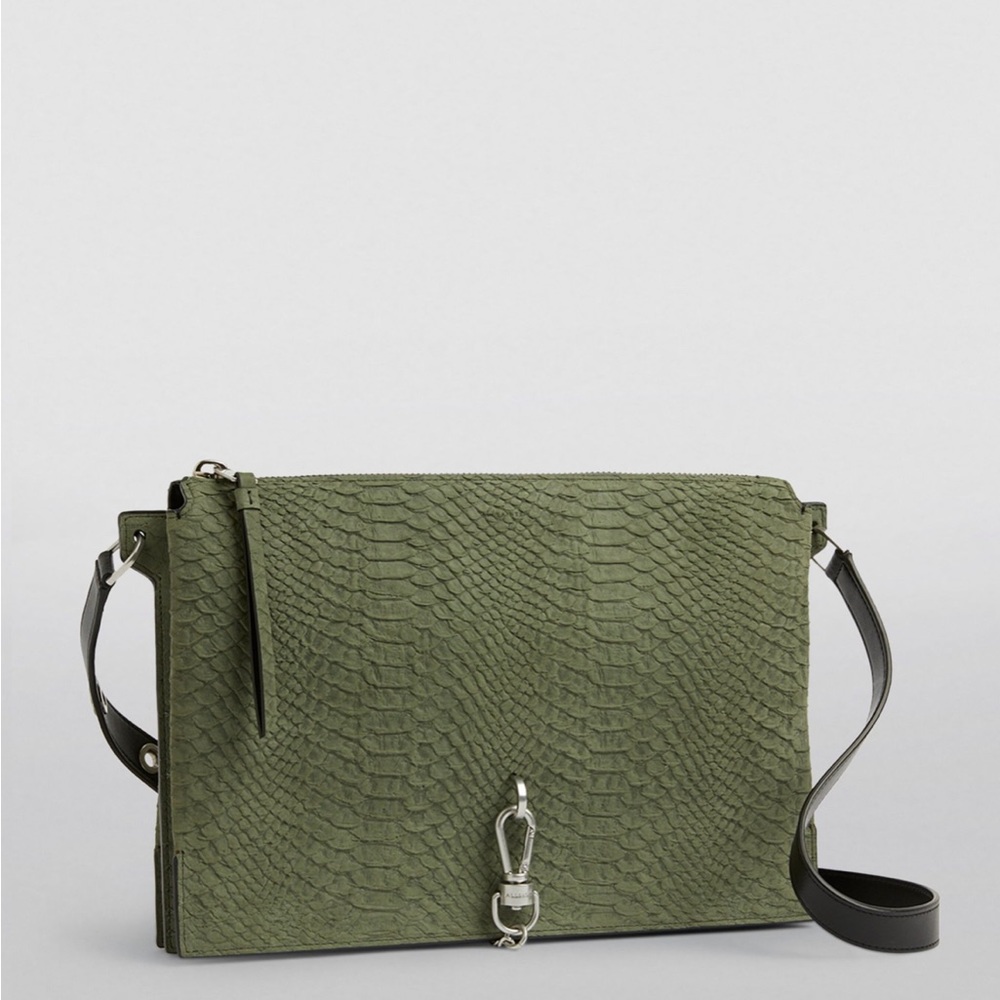 ALLSAINTS Croc-Embossed Suede Sheringham Shoulder Bag